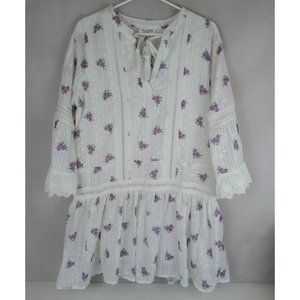 NWT Allison New York Lined Lace Floral Boho Blouse With Belle Sleeves Medium